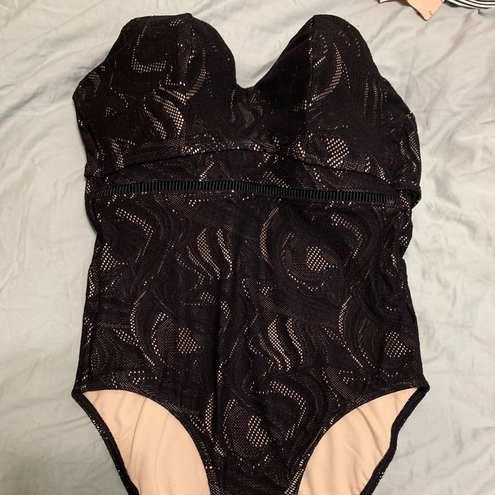 Black lace One-piece bathing suit